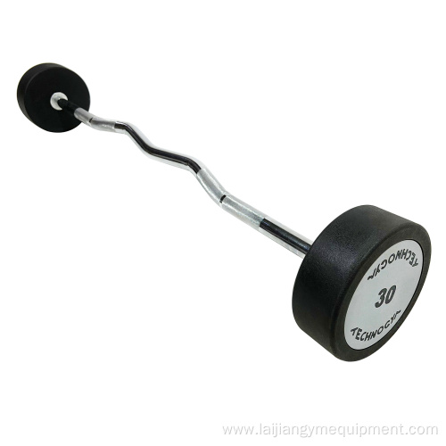 Rubber straight and curl barbell gym fitness equipment